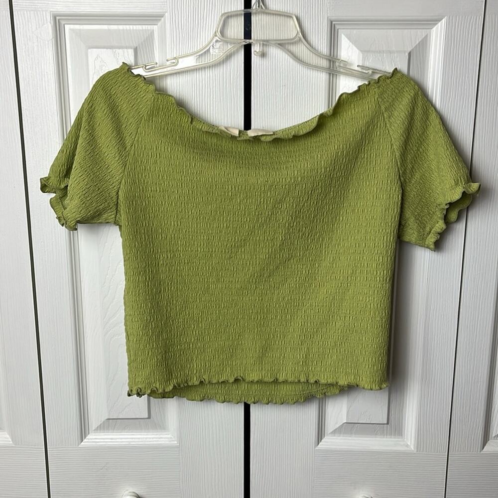 Levi’s Off Shoulder Crop Top Green Large - Picture 8 of 8